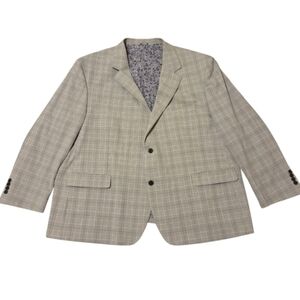 NWOT Oak Hill Men's Sport Coat Blazer 3XL 54R / 56R Gray Plaid Blue Floral